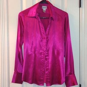 Chico's fuchsia pink polyester blend beautiful blouse size 0!